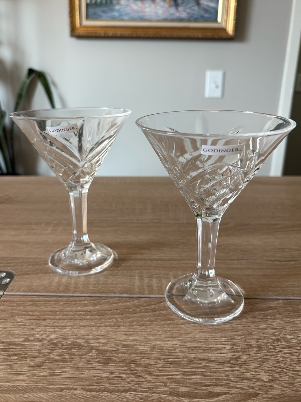 NWOT Godinger Clear Crystal Cut Martini Glasses - Set of 2